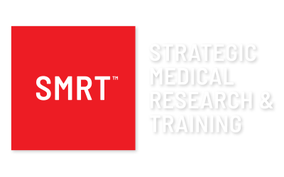 smrt logo w shadow Logo for SMRT product. Smart Medical Research and Training Logo in Red and White